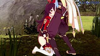 amber and fischl in genshin impact hentai