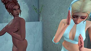 Lustful lesbian sluts get anal creampies and squirt in gym outfit during group sex