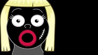 Brunette fuck doll gives amazing blowjobs to big black cocks.