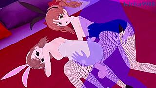 Mikoto Misaka和Kuroko Shirai能应付激烈的3P兔女郎性爱吗？