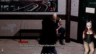 Rough Blowjob in Public Toilet with Tattooed Hentai Eve  