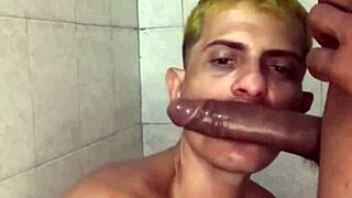 boy playing soccer comes for secret blowjob.