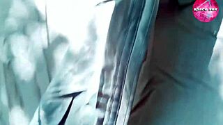 Solo anime girl masturbates secretly while camping in the woods