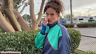 Stepmom's big tits get fucked hard in public pickups on vacation