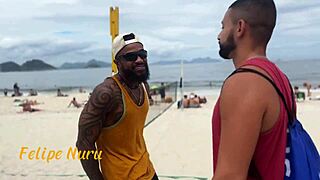 Muscular hunk gets his ass rubbed and fucked by a bodybuilder