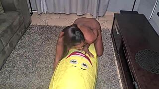 A tattooed Indian woman has sex alone and there are close-ups of her small breasts
