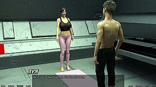 Big boobs milf stretches out in space!