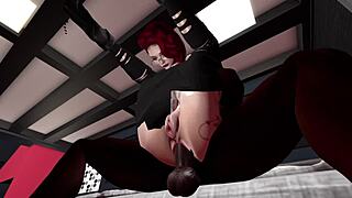 Black man fucks redhead white woman in Second Life, then showers with her