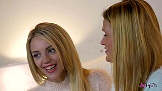 Wow, Abby Cross and Blake Eden, blonde lesbians, lick and dildo each other so hot!