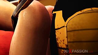 uhh, 3d dickgirl android messin’ with hot blonde in sci-fi room