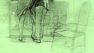 Checking out vintage erotic cartoon drawings