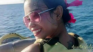 massive cumshot in pussy after jet ski and beach interracial play