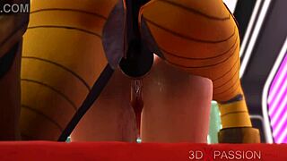 uhh, 3d dickgirl android messin’ with hot blonde in sci-fi room