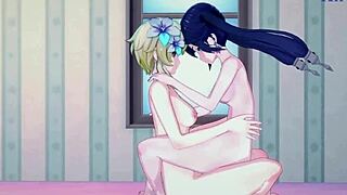 Lumine, Keqing, Mona in Wild Lesbian and Futanari 3D Hentai Action