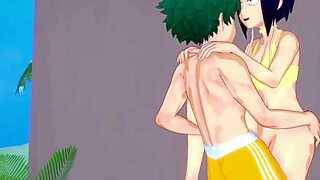 Momo Yaoyorozu And Kyoka Jiro Fuck Izuku Midoriya In Intense Hentai Creampie