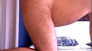 that gay guy takes a hard spanking from the muscular hunk