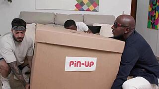 Sweet teen Mell Blanco handles three big cocks!