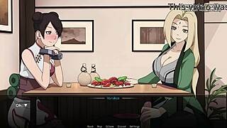 Tsunade and Tenten Give Handjob and Foot Job to Monster Cock in Public Restaurant