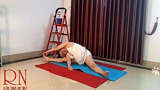 Nude Yoga with Regina Noir in White Panties at Gym