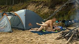 Curvy Wife Flashes Big Ass on Public Desert Island Beach