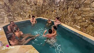 Hot hotel party with friends, lots of fun and action