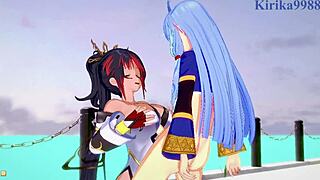 Intense Futanari Sex With Amari And Kaguya In Hentai.