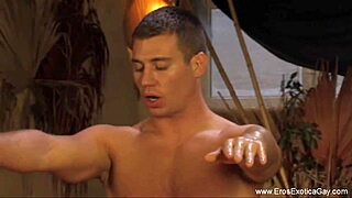 Amateur gay gets a sensual genital massage with blowjob