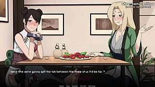 Tsunade and Tenten Give Handjob and Foot Job to Monster Cock in Public Restaurant