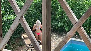 Sister-In-Law Pounds Husband Hard on Balcony While Wife Tans in Pool