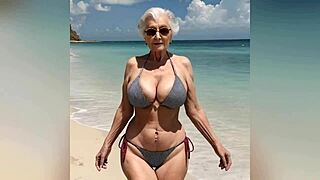 granny flaunts sexy bikini with dirty talk before going fully nude