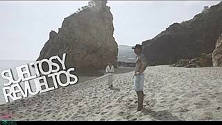 Two broke friends turn to porn, filming blonde riding and licking for cash.