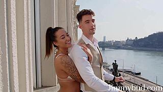 Catia Soares Sucks Cock Boldly on My Balcony as an Exhibitionist