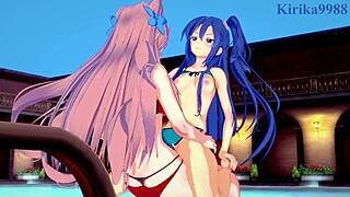 Futanari sex in Symphogear hentai with big tits and creampie