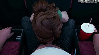 Young Redhead's Public Blowjob and Creampie in Cinema - Being a Dik Episode 10