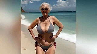 granny flaunts sexy bikini with dirty talk before going fully nude