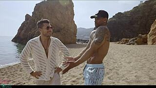 Two broke friends turn to porn, filming blonde riding and licking for cash.