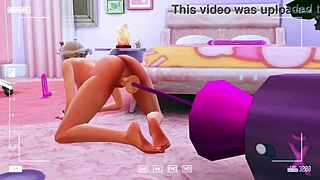 Damn, perverted stepdaughter tests deep throat on camera for stepfather in Sims hentai!