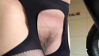 Hairy Milf Fetish Workout with Tight Fishnets and Sexy Moves