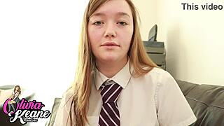 You fuck the 18-year-old babysitter in sexy underwear. She takes a creamy finish.