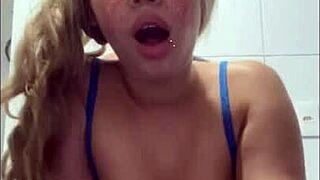 Fucking my hot blonde stepsister in aunt's bathroom!