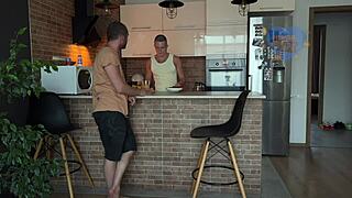 Cheating wife sneaks cumshot from best friend behind cuckold's back