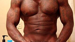 The brunette worships the big black hairy cock