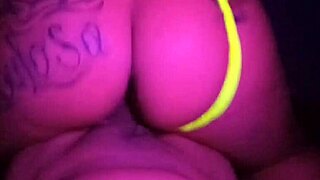 Brunette beauty gets pounded hard in the dark!