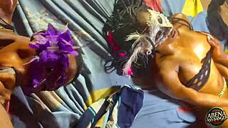 Skinny teens pleasure themselves and each other intensely