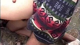 straight cock dives into hairy milf's slit