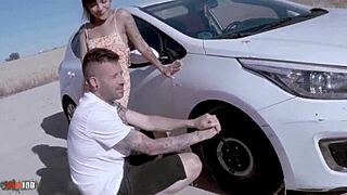 young skinny latina michy perez enjoys rough roadside fuck with kevin white