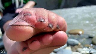 Goddess Teases with Cute Nylon Soles by Riverside