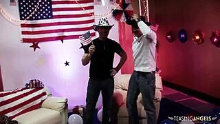 Two Stunning Babes Enjoy Sucking and Playing with Hard Cocks in Group Fun