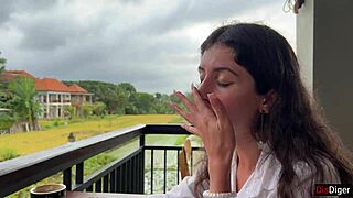 Cum-Covered Face Walk in Cafe! Girl Eats Pizza and Swallows!