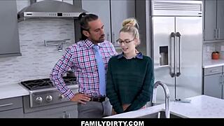 Skinny Blonde Teen Banged by Jealous Stepdad in Kitchen!